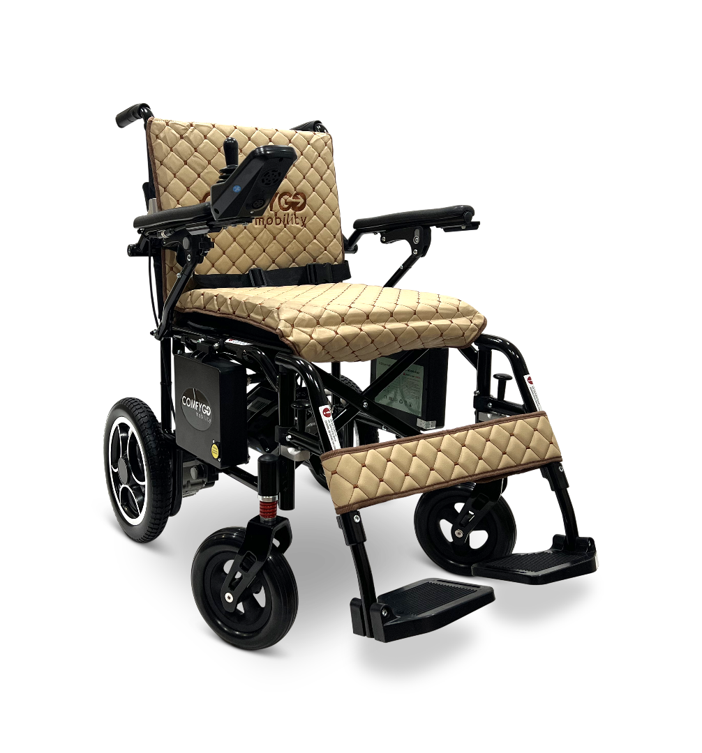 ComfyGo X-7 Lightweight Foldable Electric Wheelchair - Only 40 lbs Coffee